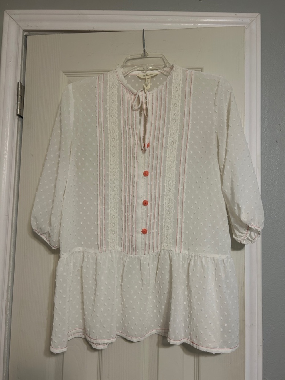 🪁2/$7, 🎠4/$11 Matilda Jane white clipdot blouse